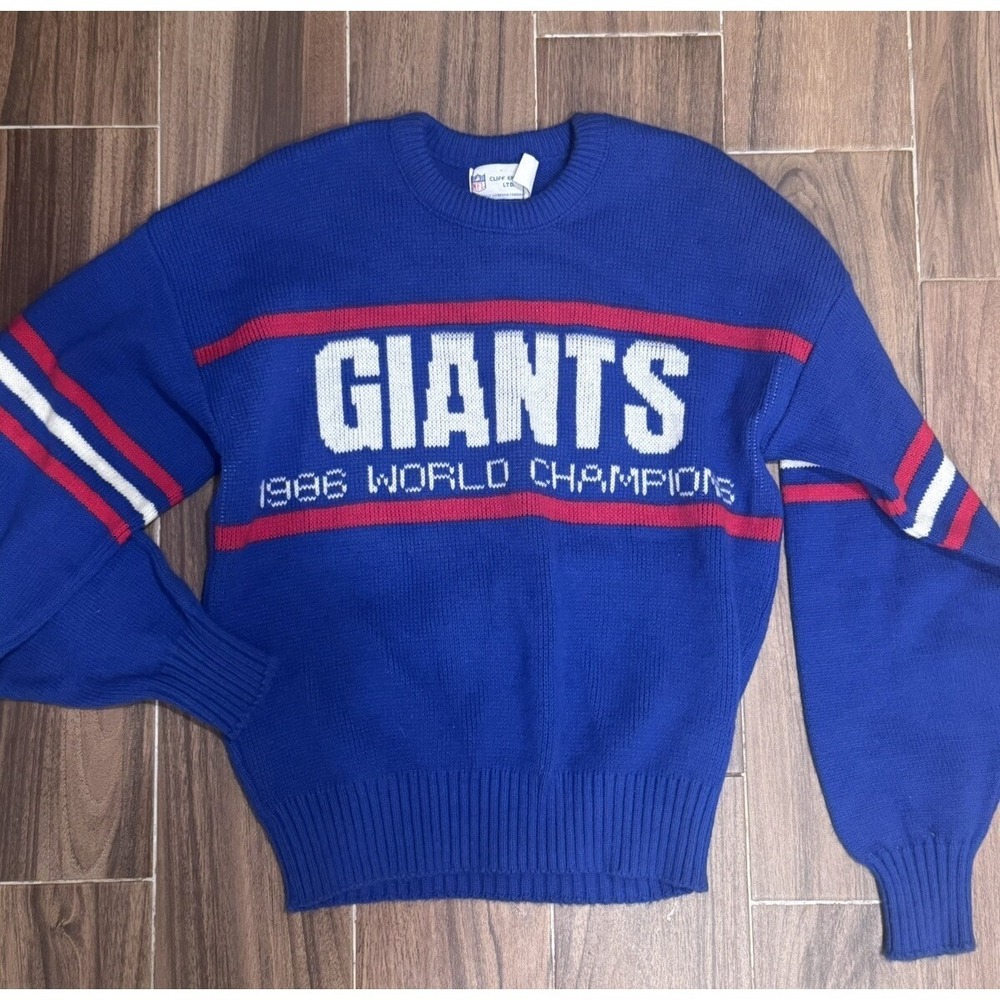 Vintage 1980s Cliff Engle New York Giants Sweater Bill Parcells World Champs M
